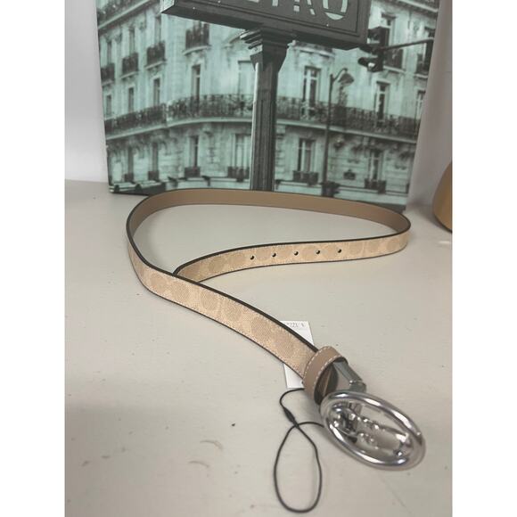 COACH CZ196 Women Fashion Belt, Reversible Signature Coated Canvas Waist Belt, main image 4